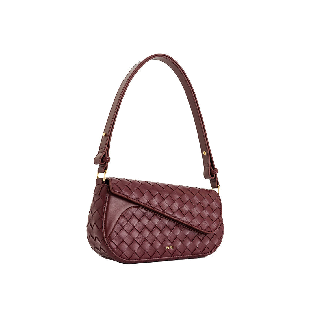 JW PEI Addisyn Weave Texture Shoulder Bag - Burgundy by JW PEI