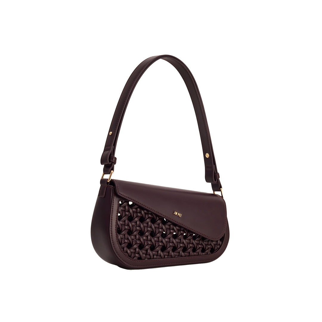 JW PEI Addisyn Cutout Woven Shoulder Bag - Burgundy by JW PEI