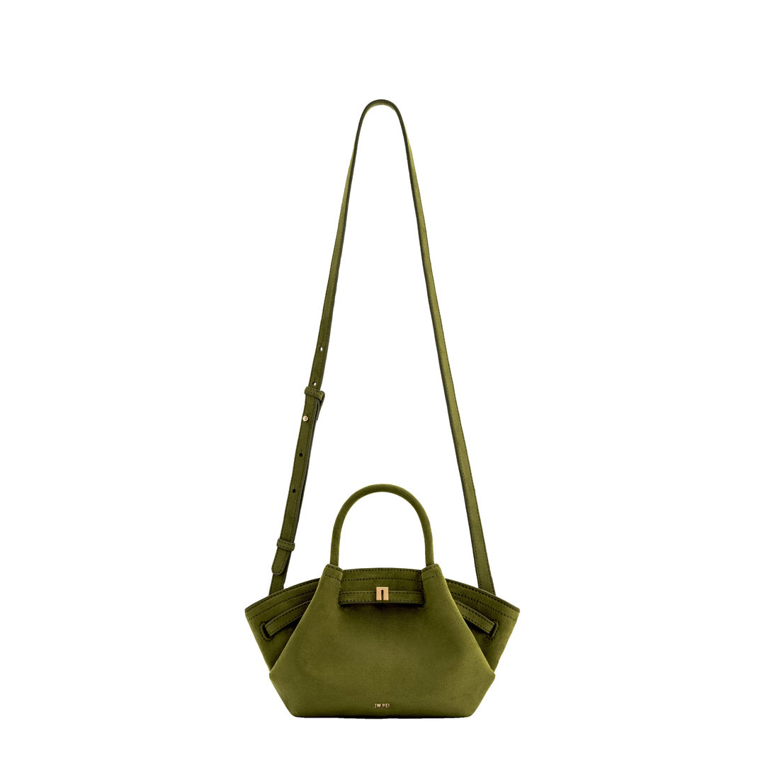 JW PEI Hana Mini Faux Suede Tote Bag - Dark Olive by JW PEI
