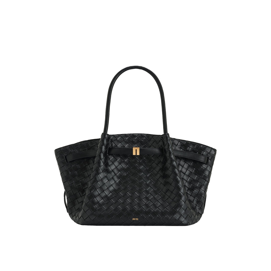 JW PEI Hana Medium Weave Texture Tote Bag - Black by JW PEI