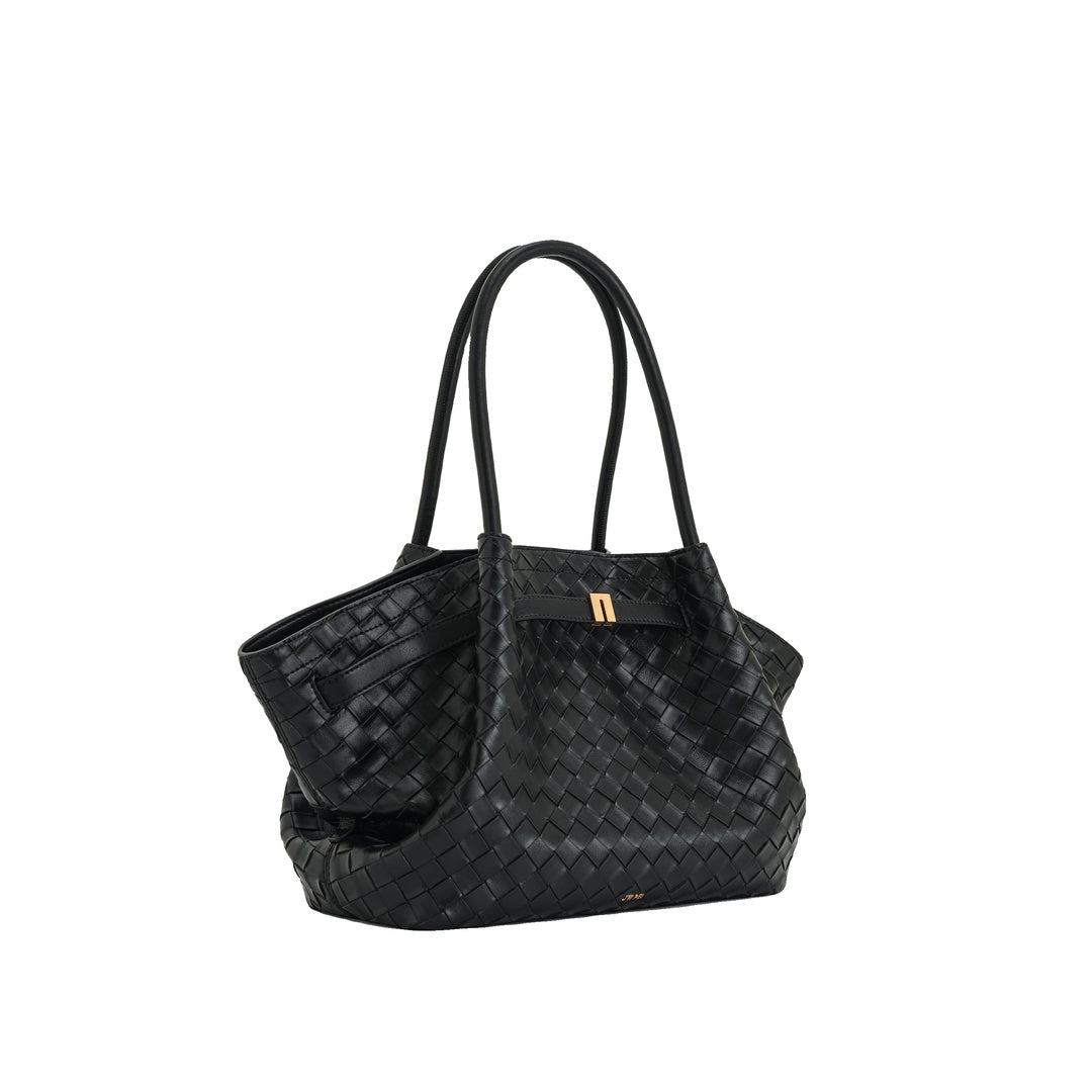 JW PEI Hana Medium Weave Texture Tote Bag - Black by JW PEI