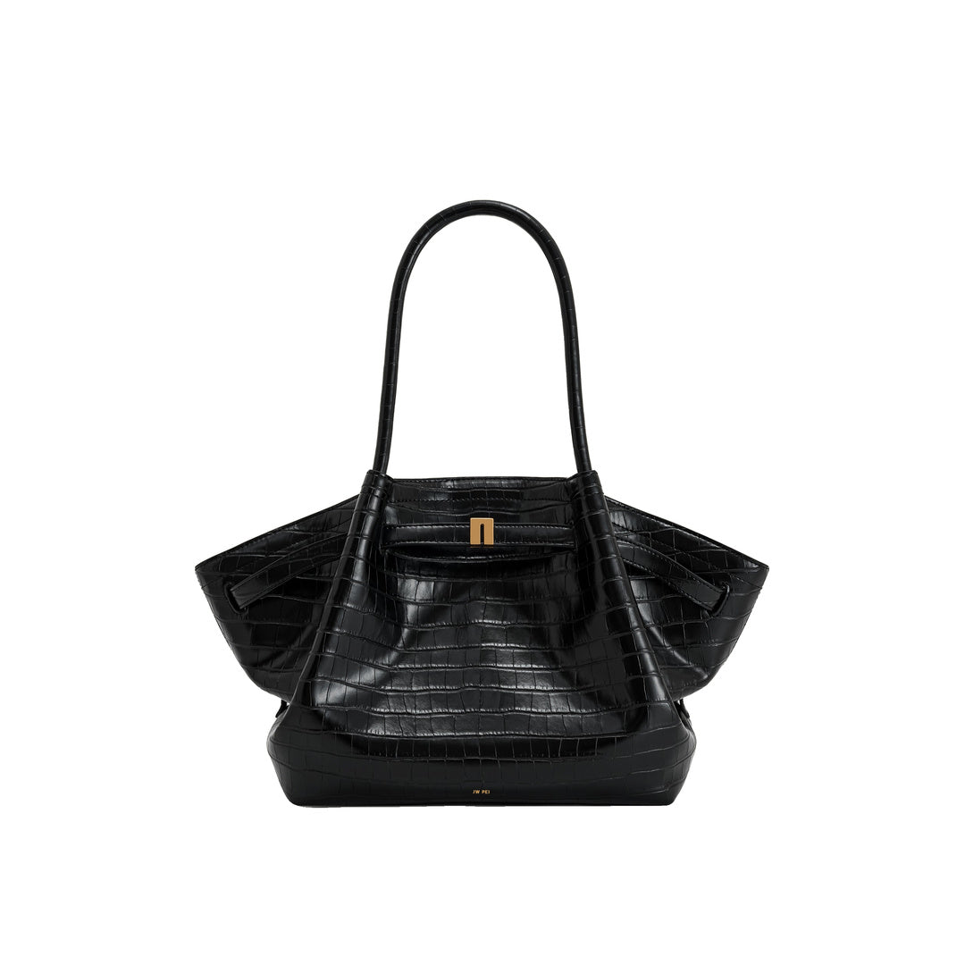 JW PEI Hana Medium Tote Bag - Black Croc by JW PEI