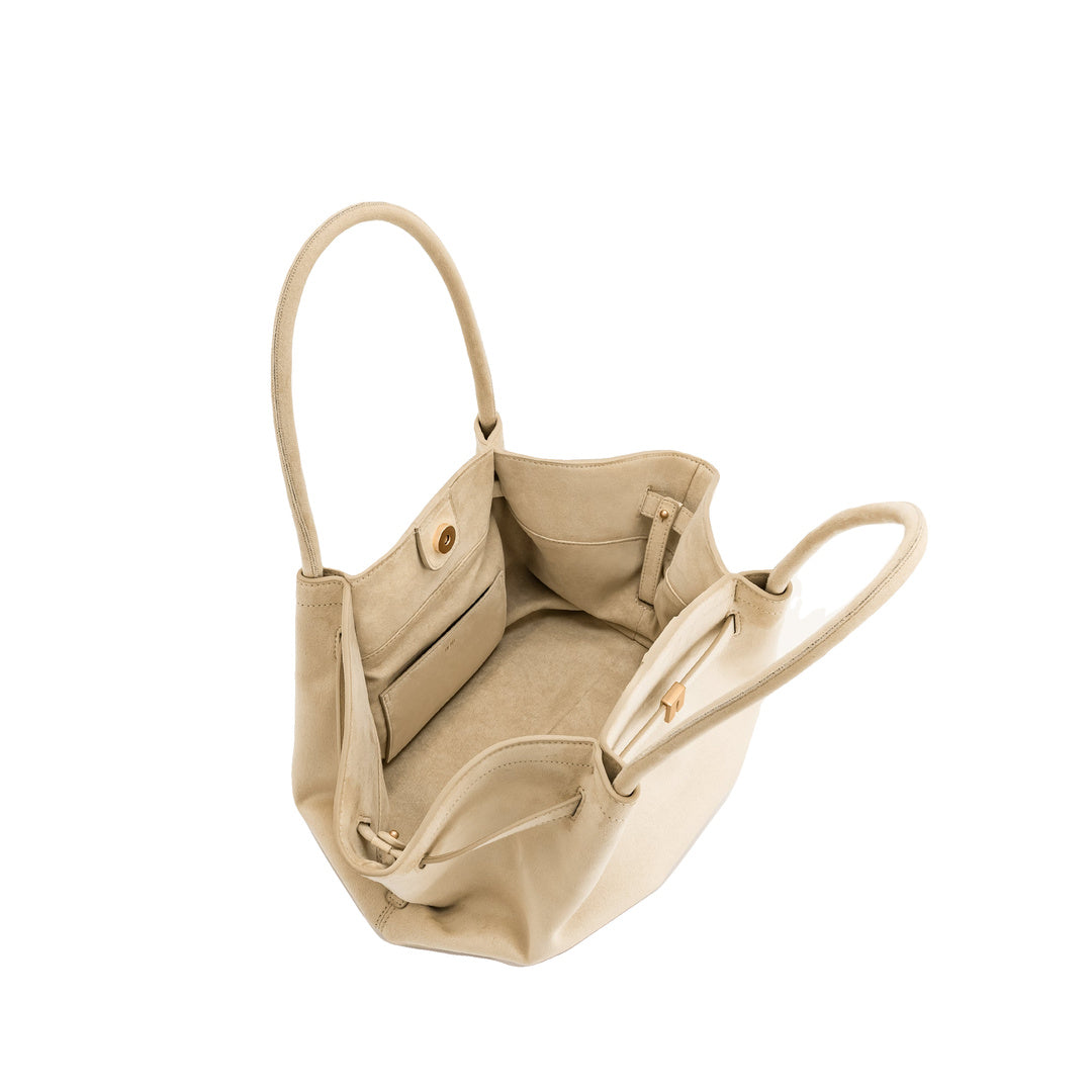 JW PEI Hana Medium Faux Suede Tote Bag - Off White by JW PEI