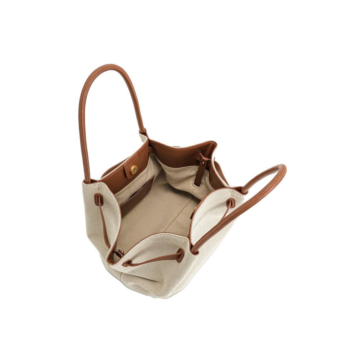 JW PEI Hana Medium Tote Bag - Brown Canvas by JW PEI