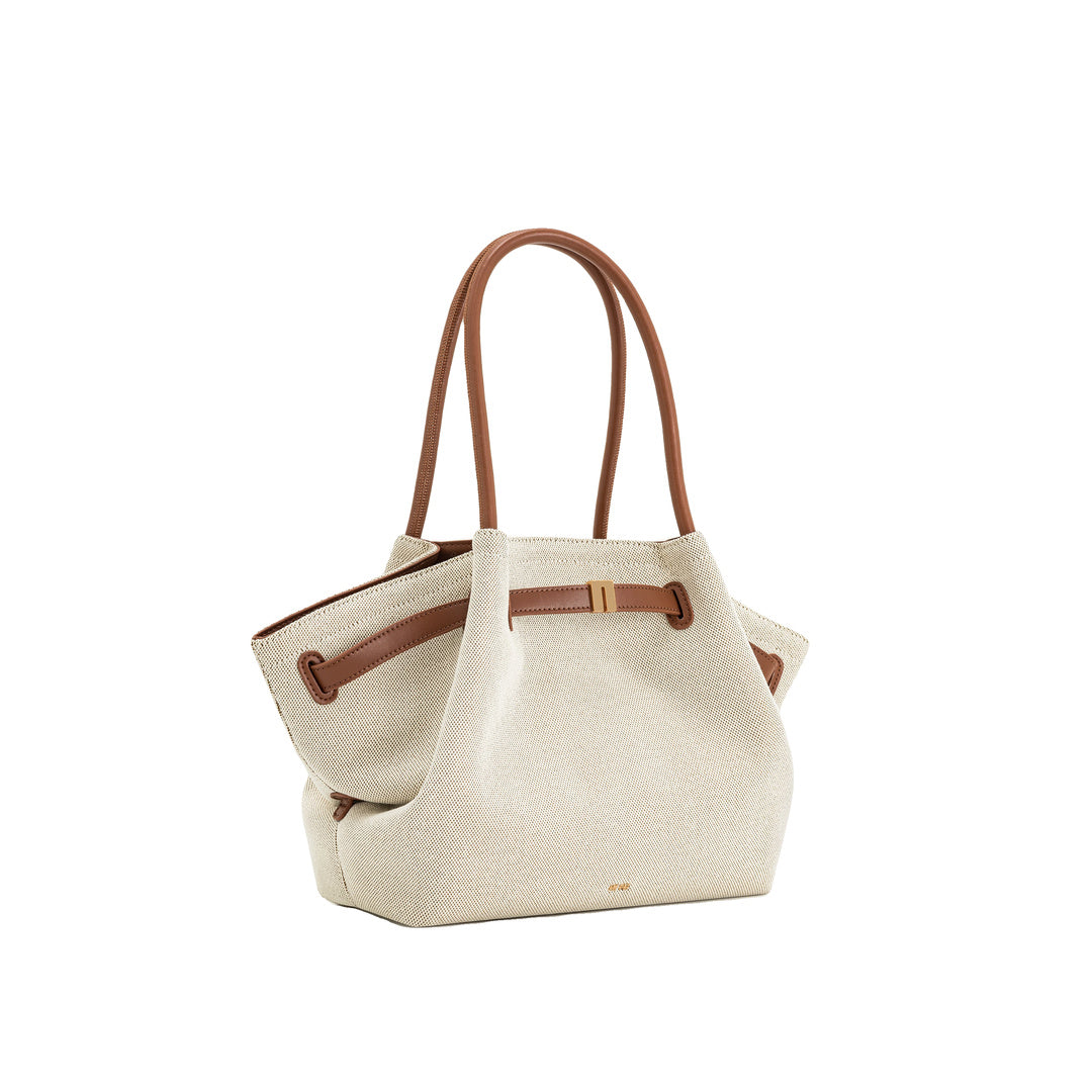 JW PEI Hana Medium Tote Bag - Brown Canvas by JW PEI