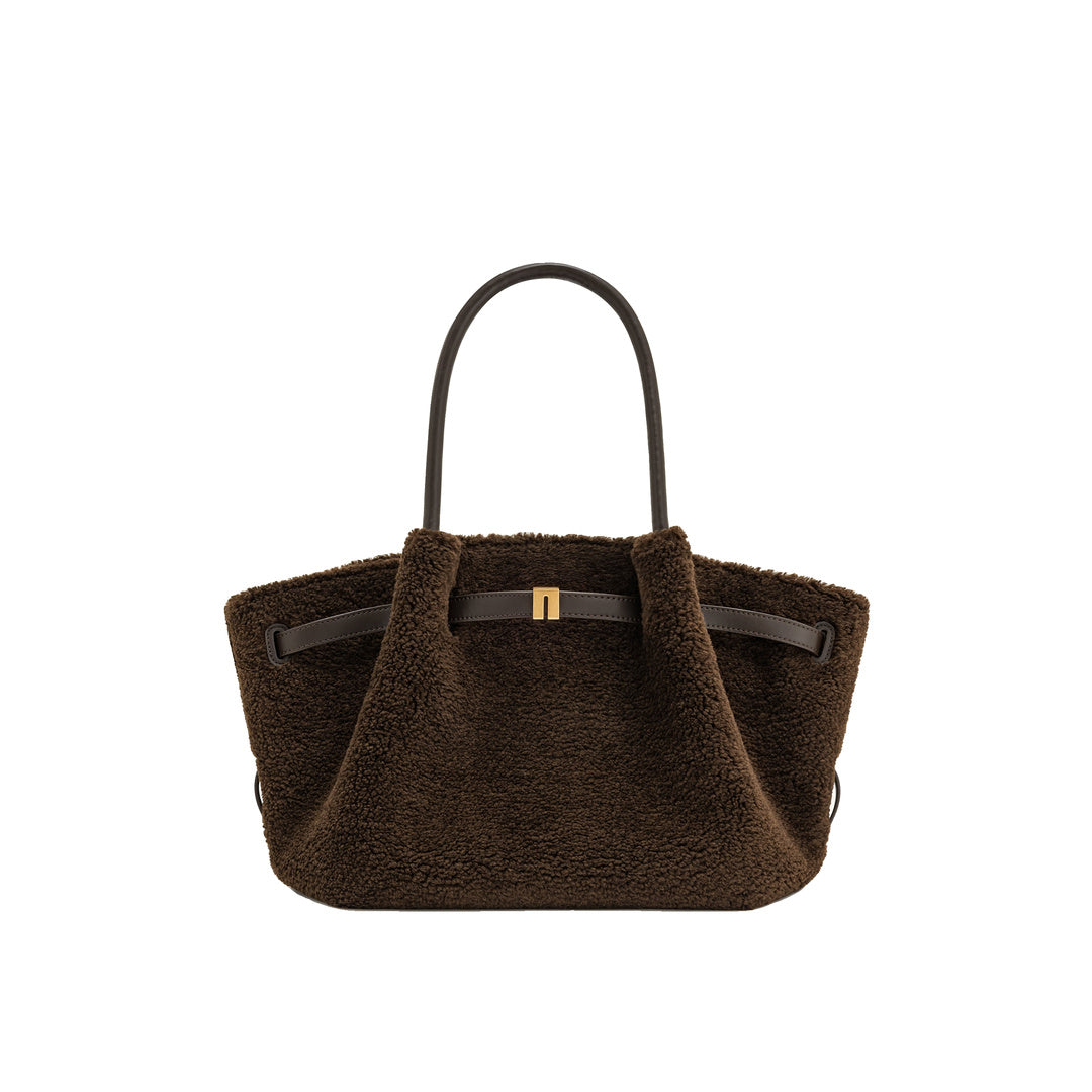 JW PEI Hana Medium Faux Fur Tote Bag - Mocha Brown by JW PEI