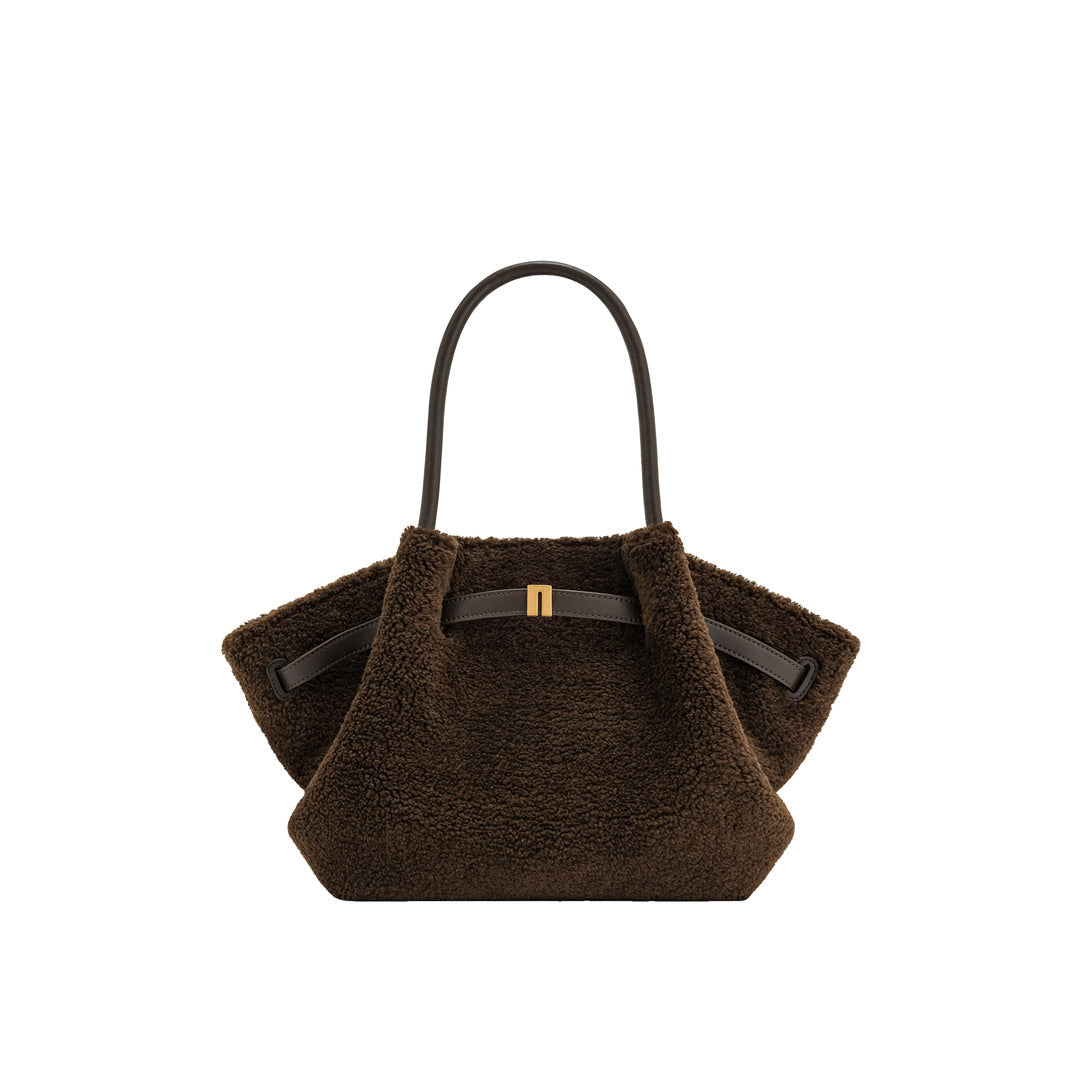 JW PEI Hana Medium Faux Fur Tote Bag - Mocha Brown by JW PEI