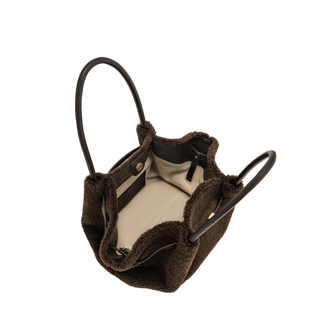 JW PEI Hana Medium Faux Fur Tote Bag - Mocha Brown by JW PEI
