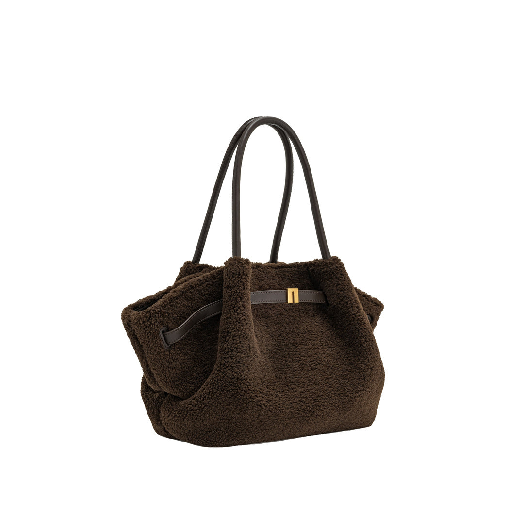 JW PEI Hana Medium Faux Fur Tote Bag - Mocha Brown by JW PEI