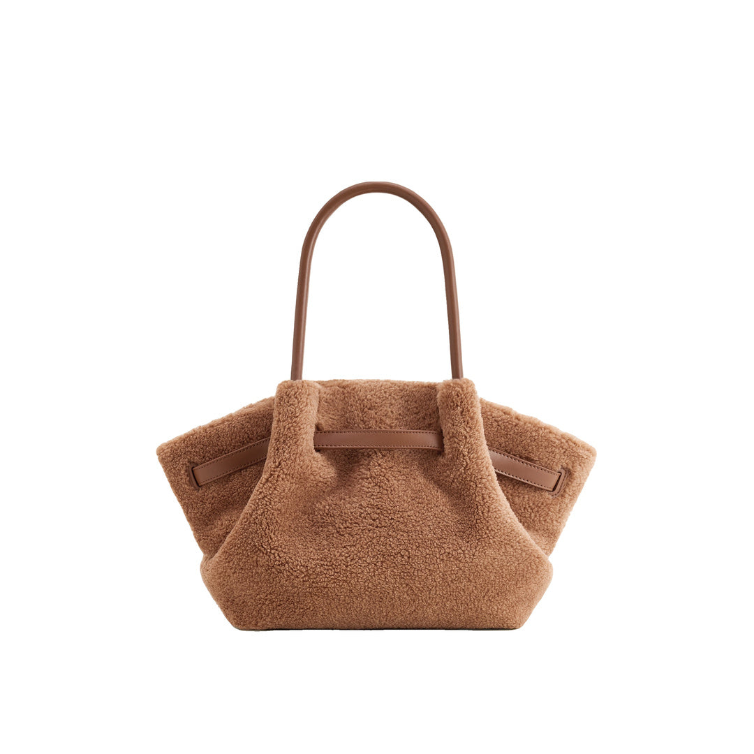 JW PEI Hana Medium Faux Fur Tote Bag - Coffee Brown by JW PEI