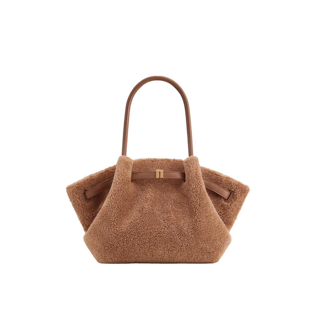 JW PEI Hana Medium Faux Fur Tote Bag - Coffee Brown by JW PEI