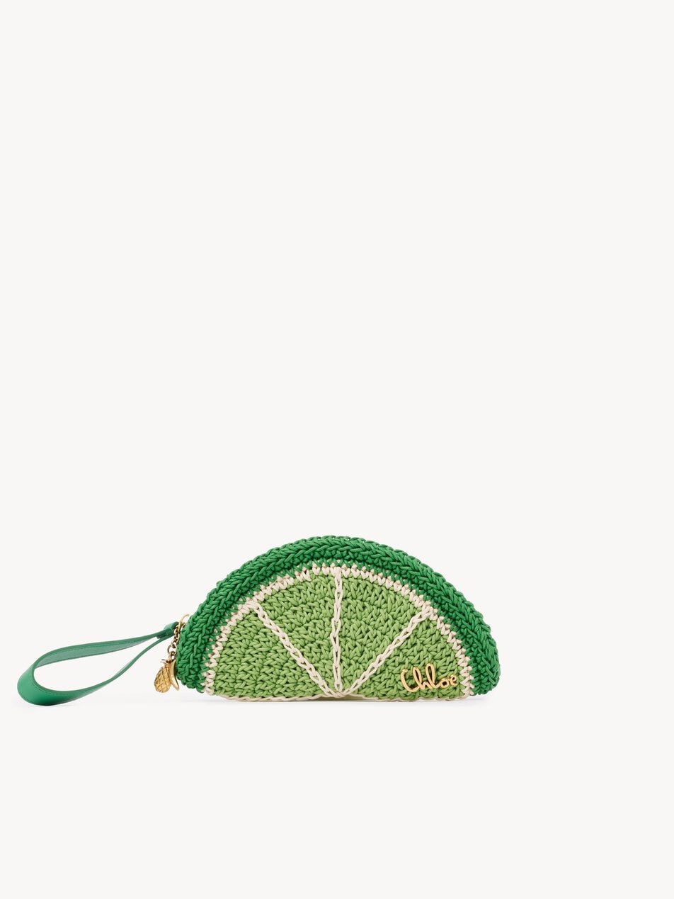 CHLOE Tropicus Lime Slice pouch in waxed cord Conifer Green by CHLOE