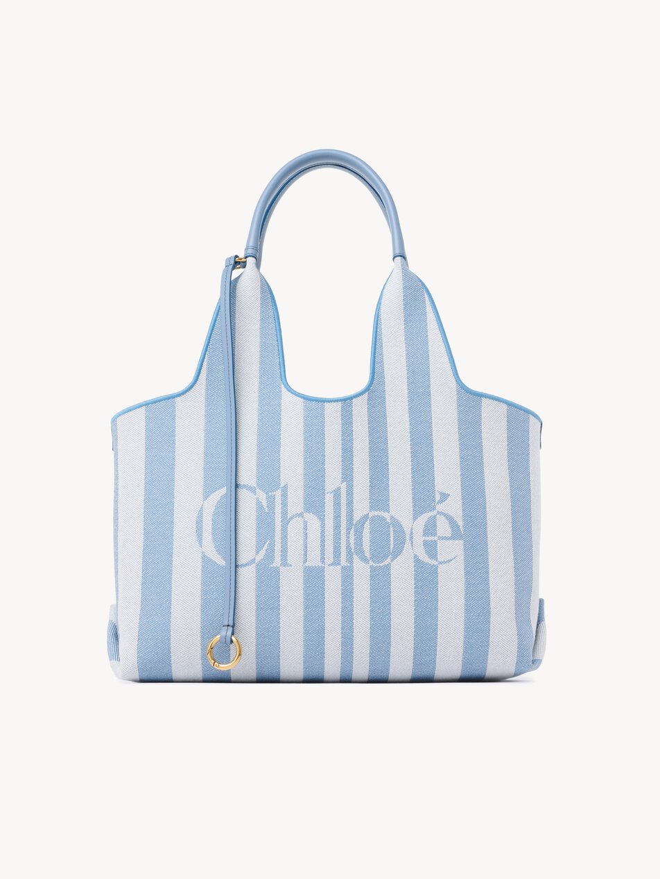 CHLOE Stripy east-west tote bag in jacquard Surfing Blue by CHLOE