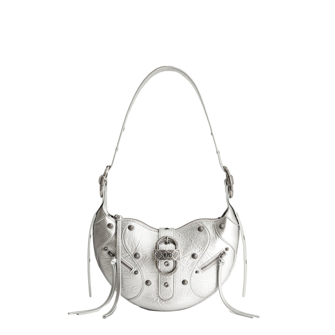 JW PEI Tessa Metallic Pleating Shoulder Bag - Silver by JW PEI