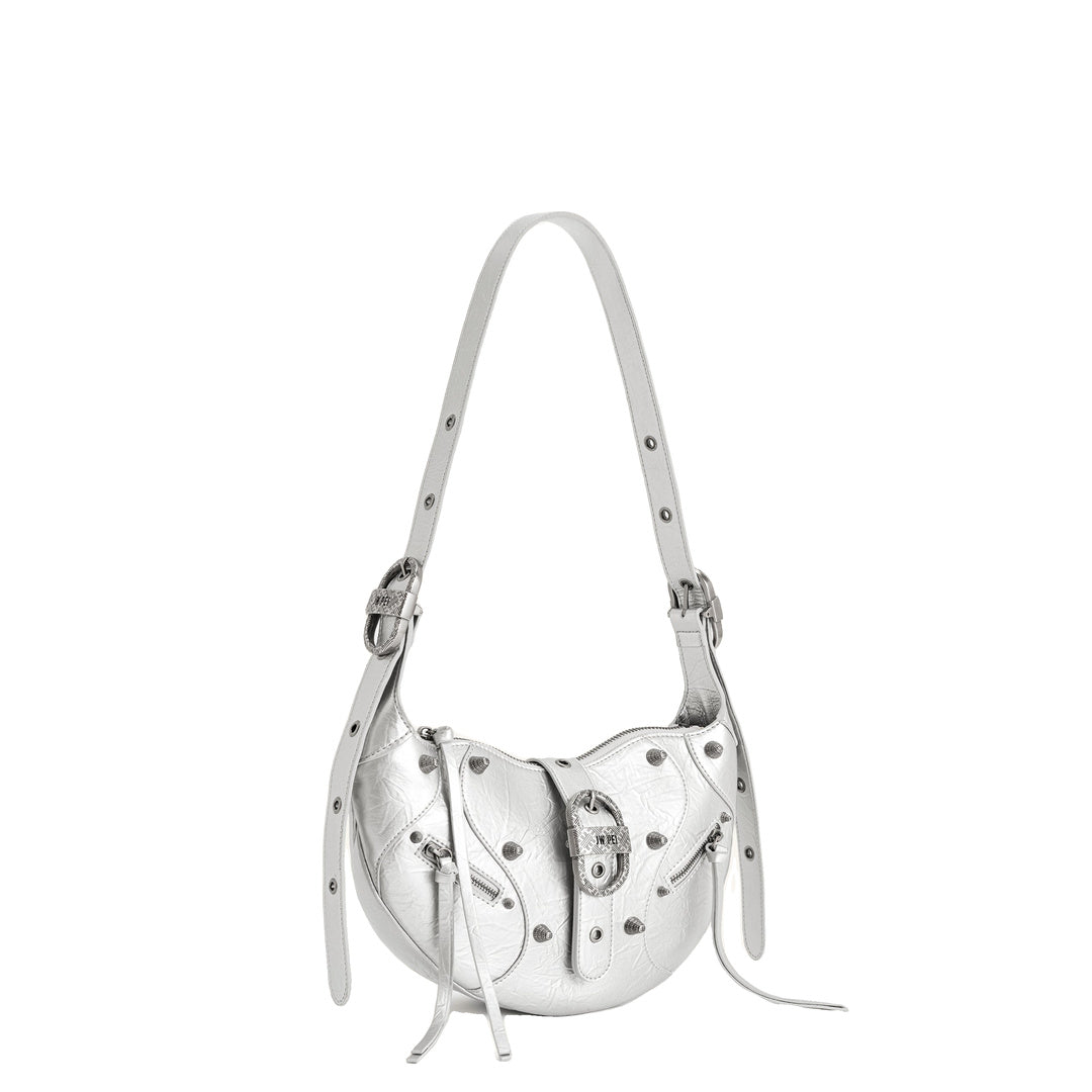 JW PEI Tessa Metallic Pleating Shoulder Bag - Silver by JW PEI