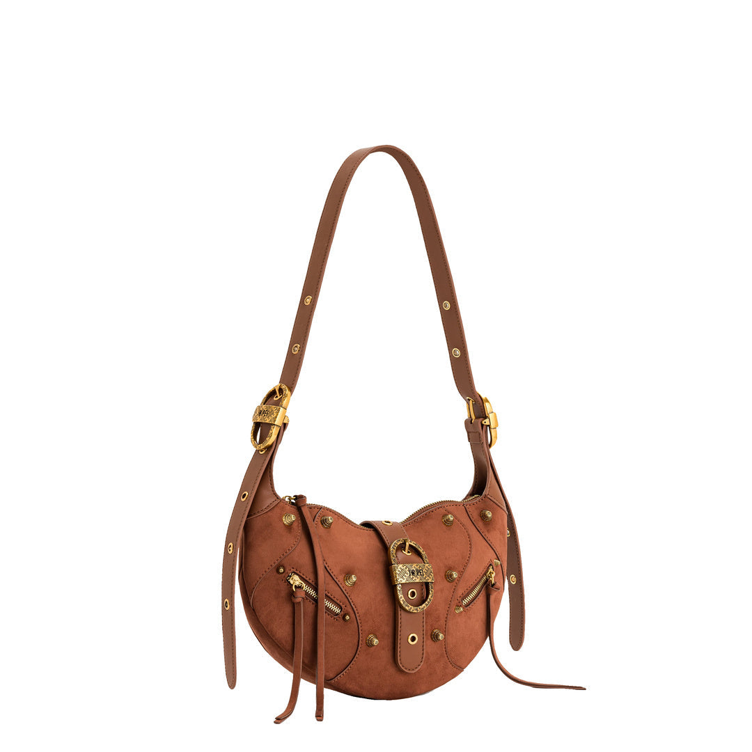 JW PEI Tessa Suede Shoulder Bag - Dark Birch Brown by JW PEI