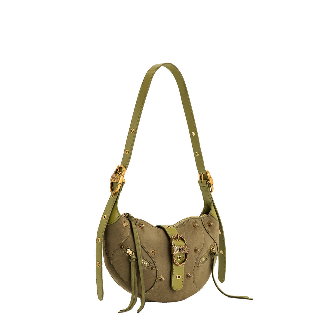JW PEI Tessa Suede Shoulder Bag - Dark Olive by JW PEI