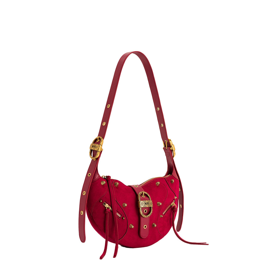 JW PEI Tessa Suede Shoulder Bag - Deep Magenta by JW PEI