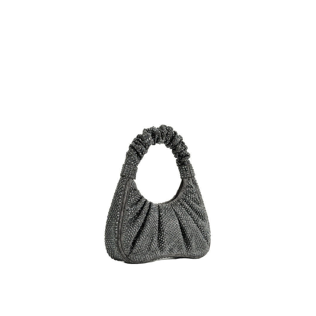 JW PEI Gabbi Artificial Crystal Medium Ruched Hobo Handbag - Anthracite by JW PEI