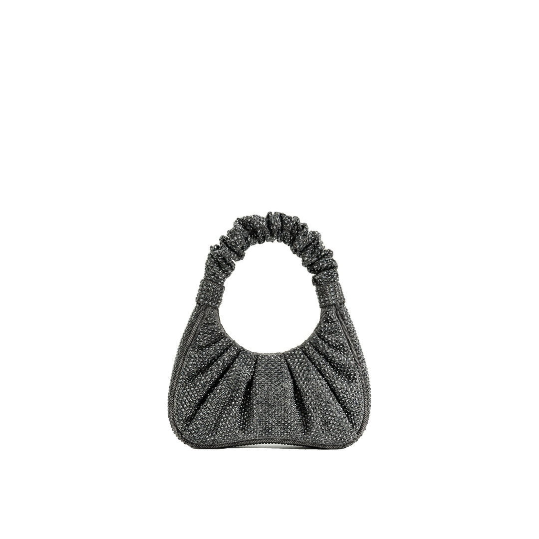 JW PEI Gabbi Artificial Crystal Medium Ruched Hobo Handbag - Anthracite by JW PEI