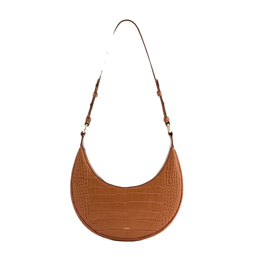 JW PEI Carly Saddle Bag - Acorn Brown Croc by JW PEI