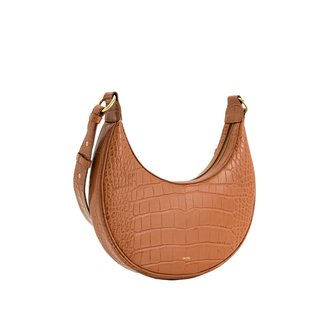 JW PEI Carly Saddle Bag - Acorn Brown Croc by JW PEI