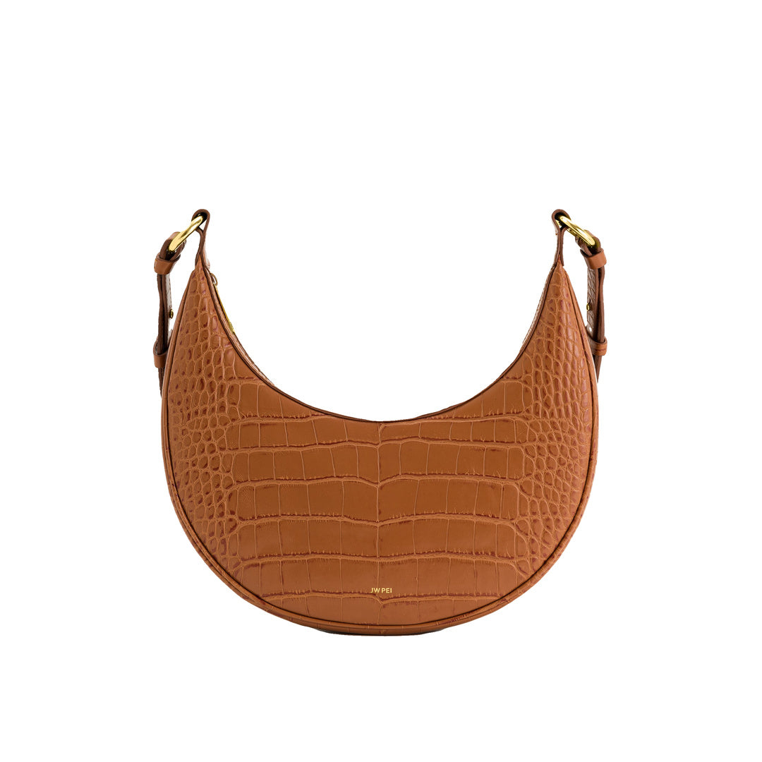 JW PEI Carly Saddle Bag - Acorn Brown Croc by JW PEI