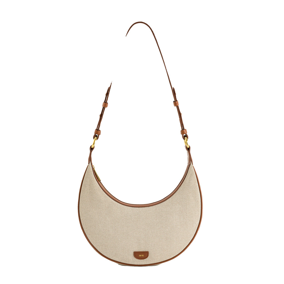 JW PEI Carly Canvas Saddle Bag - Beige by JW PEI