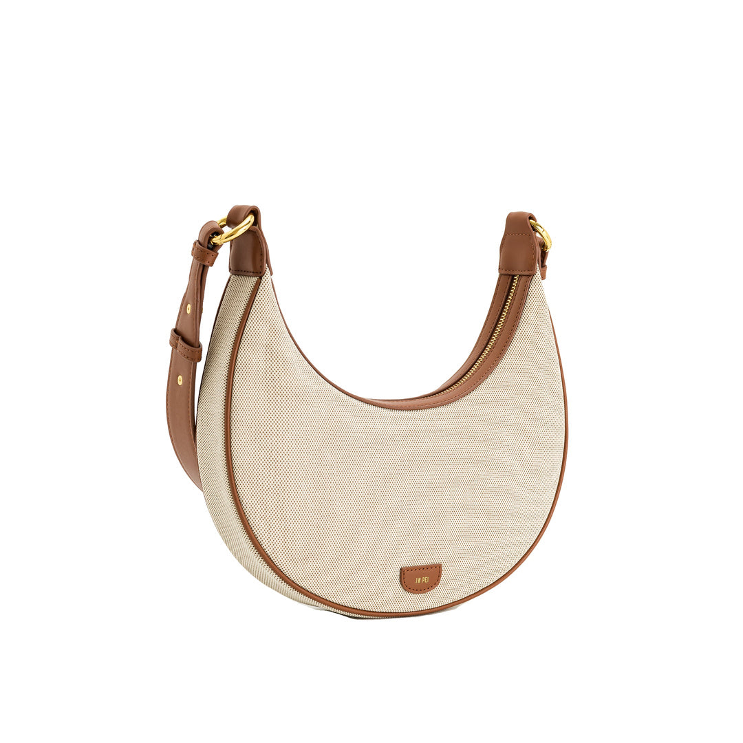 JW PEI Carly Canvas Saddle Bag - Beige by JW PEI
