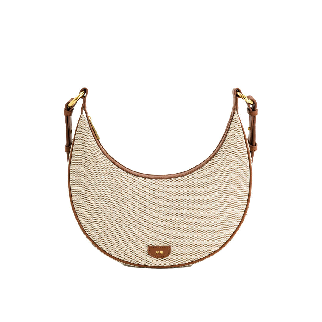 JW PEI Carly Canvas Saddle Bag - Beige by JW PEI