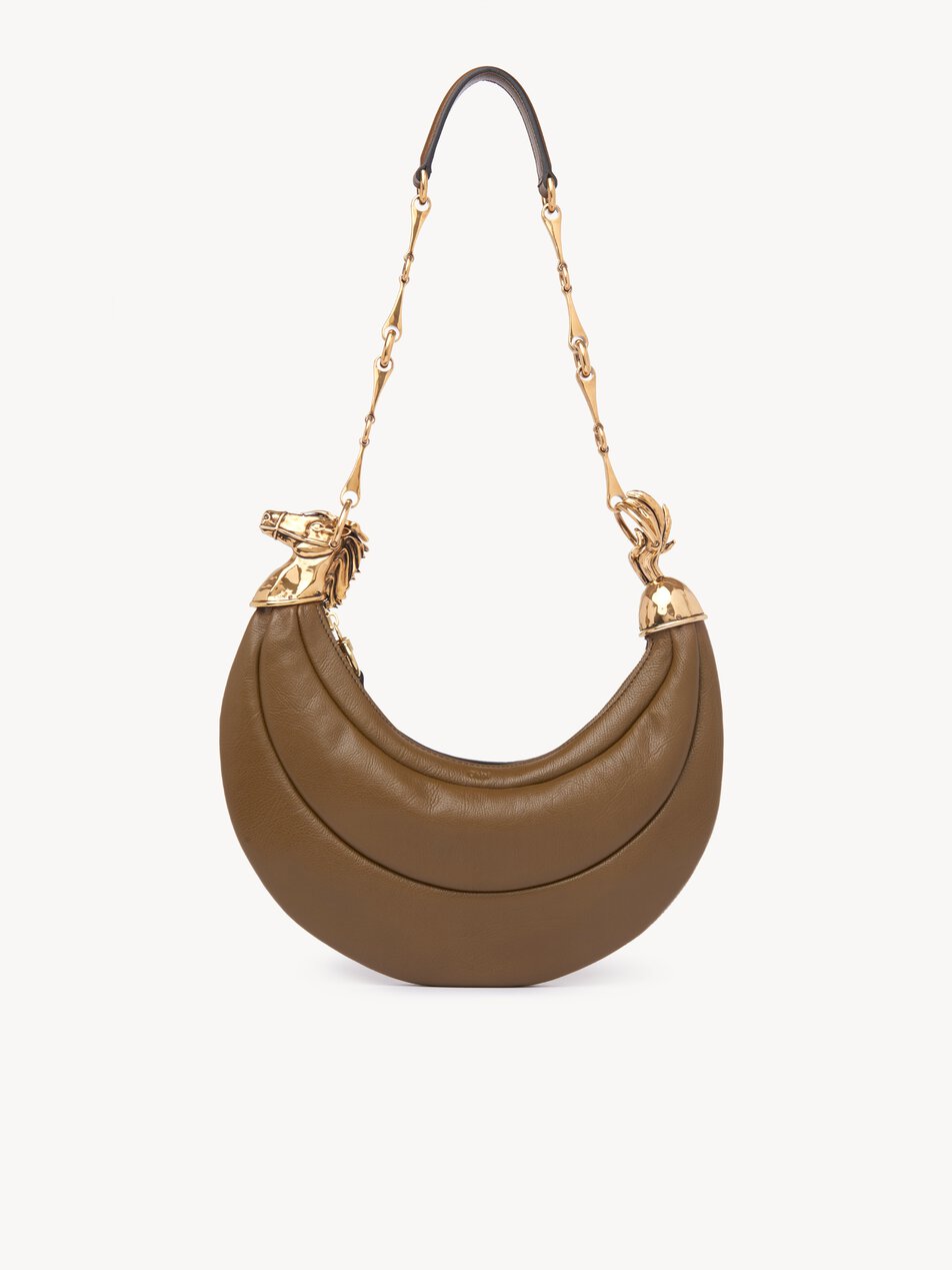 CHLOE Chain Horse shoulder bag in soft leather Dark Khaki by CHLOE