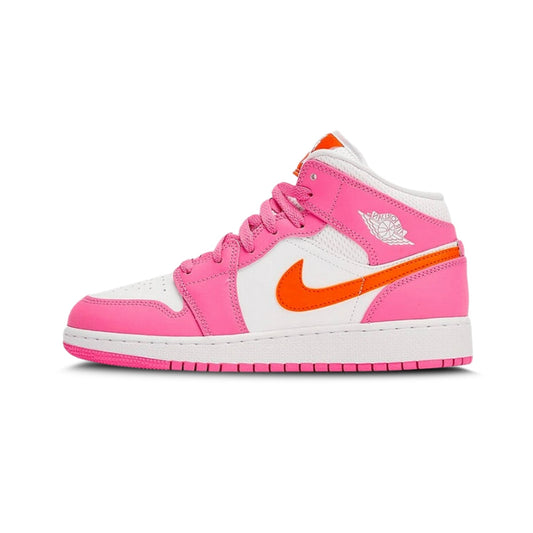Jordan 1 Mid Pinksicle Safety Orange (GS) by Nike Air Jordan