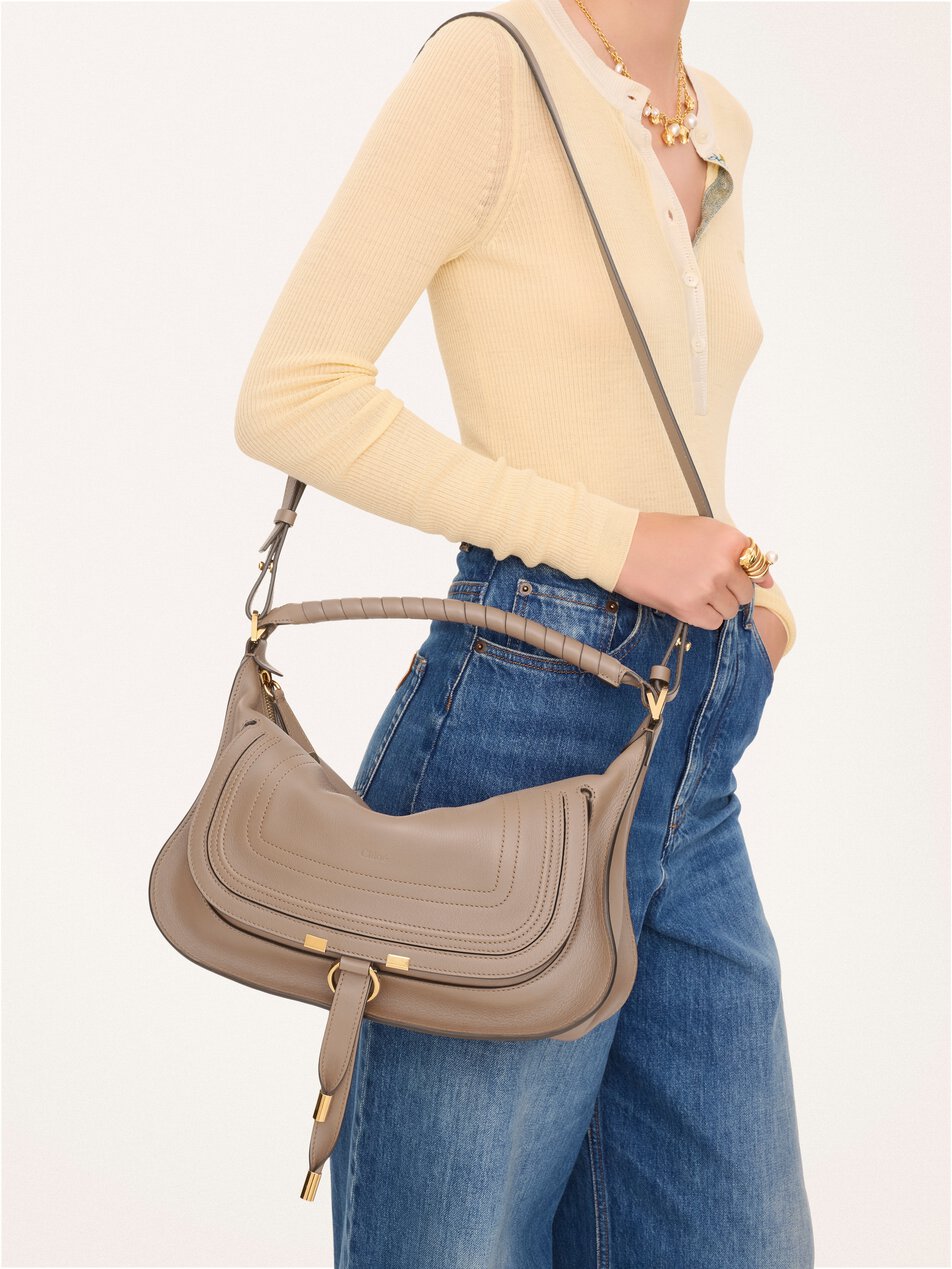 CHLOE Small Marcie shoulder bag in soft leather Woodsmoke by CHLOE