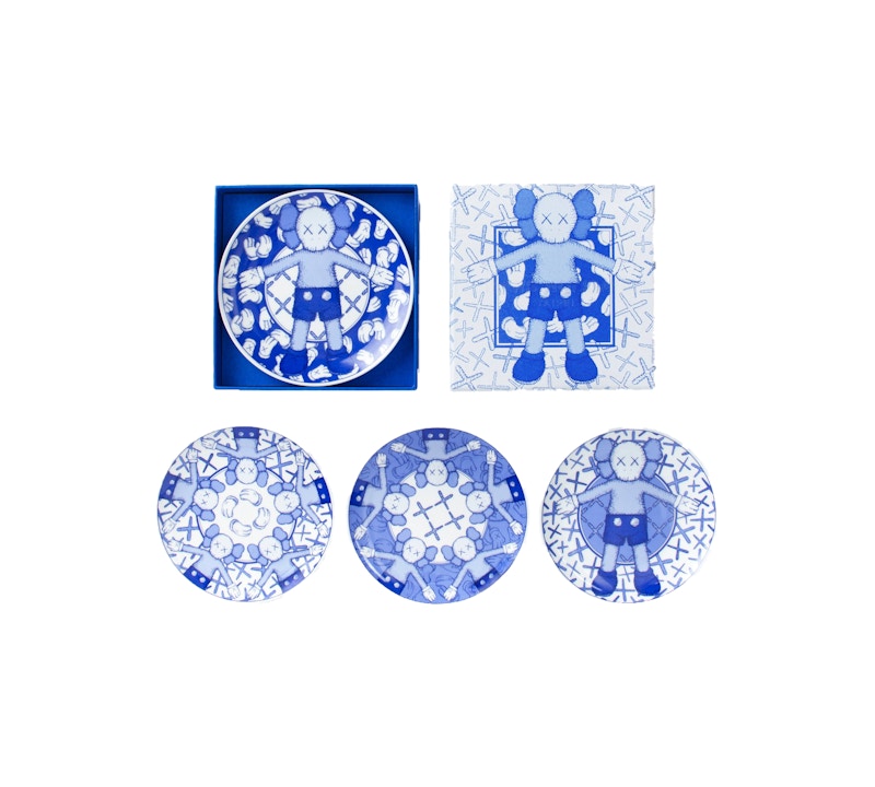 KAWS Holiday Limited Ceramic Plate (Set of 4) Blue/White by KAWS