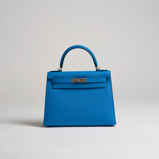 Hermès Kelly 25 Sellier – Epsom Leather in Bleu Frida with Gold Hardware - Zeuskicks