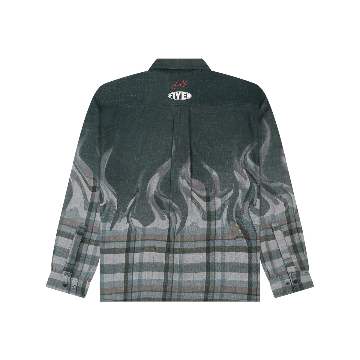 Shreyas Iyer x HUEMN 'SI' monogram Shirt in checkered flame pattern (Green) by HUEMN