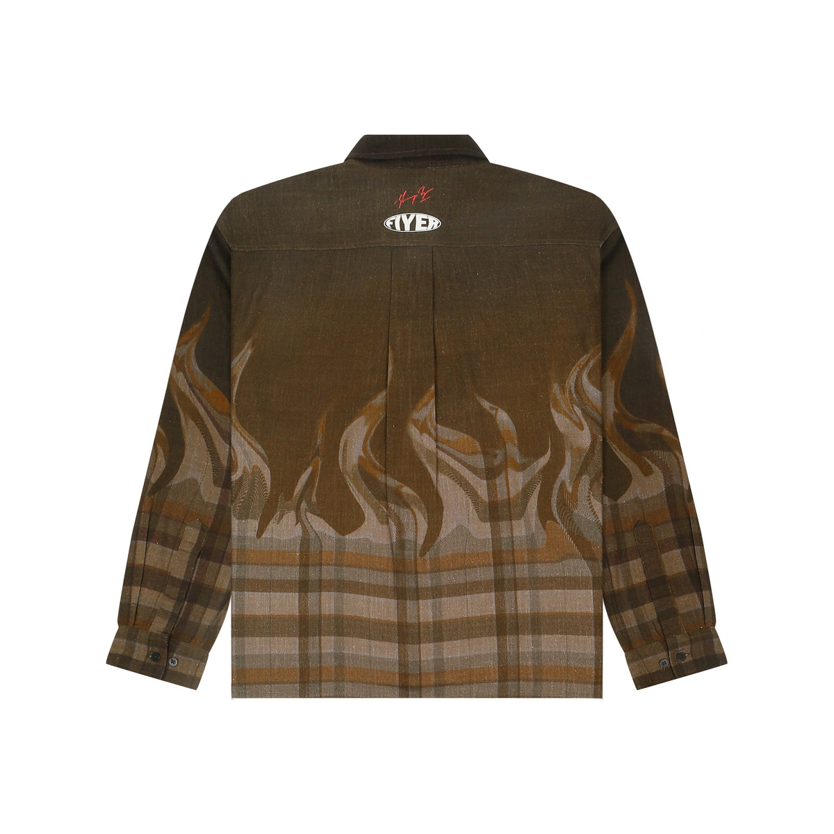 Shreyas Iyer x HUEMN 'SI' monogram Shirt in checkered flame pattern (Brown) by HUEMN