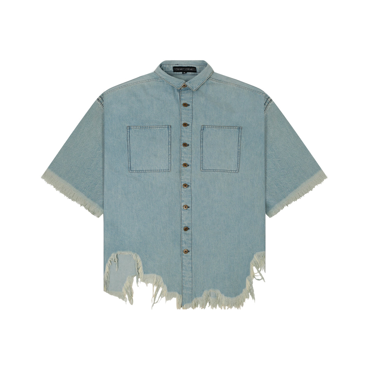 Huemn Denim Oversized Asymmetric Longline Shirt by HUEMN