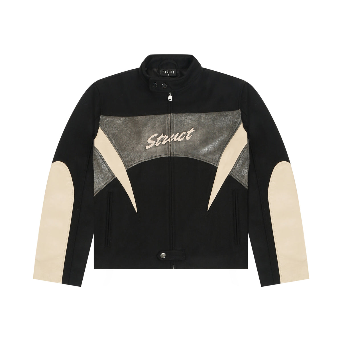 STRUCT DISTRESSED LEATHER RIDER JACKET BLACK by STRUCT