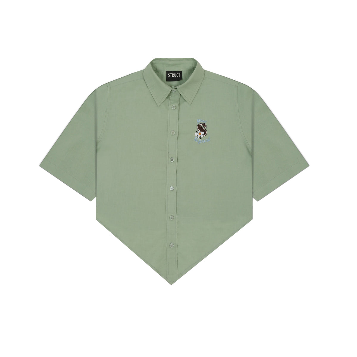 LINEN TRIGON CROP SHIRT by STRUCT