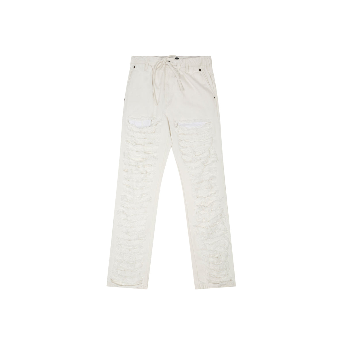 SuperHUEMN Slit and Frayed Denim (White) by HUEMN