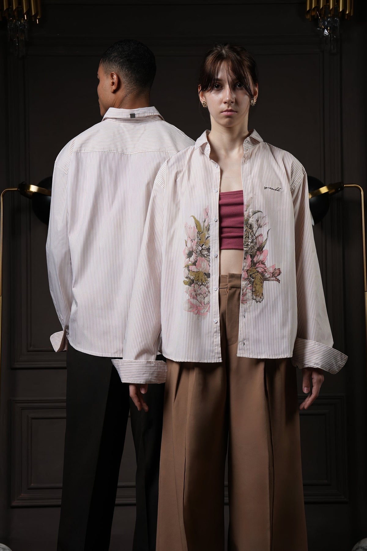 Rebel - Beige Pinstripe Shirt by Y*All