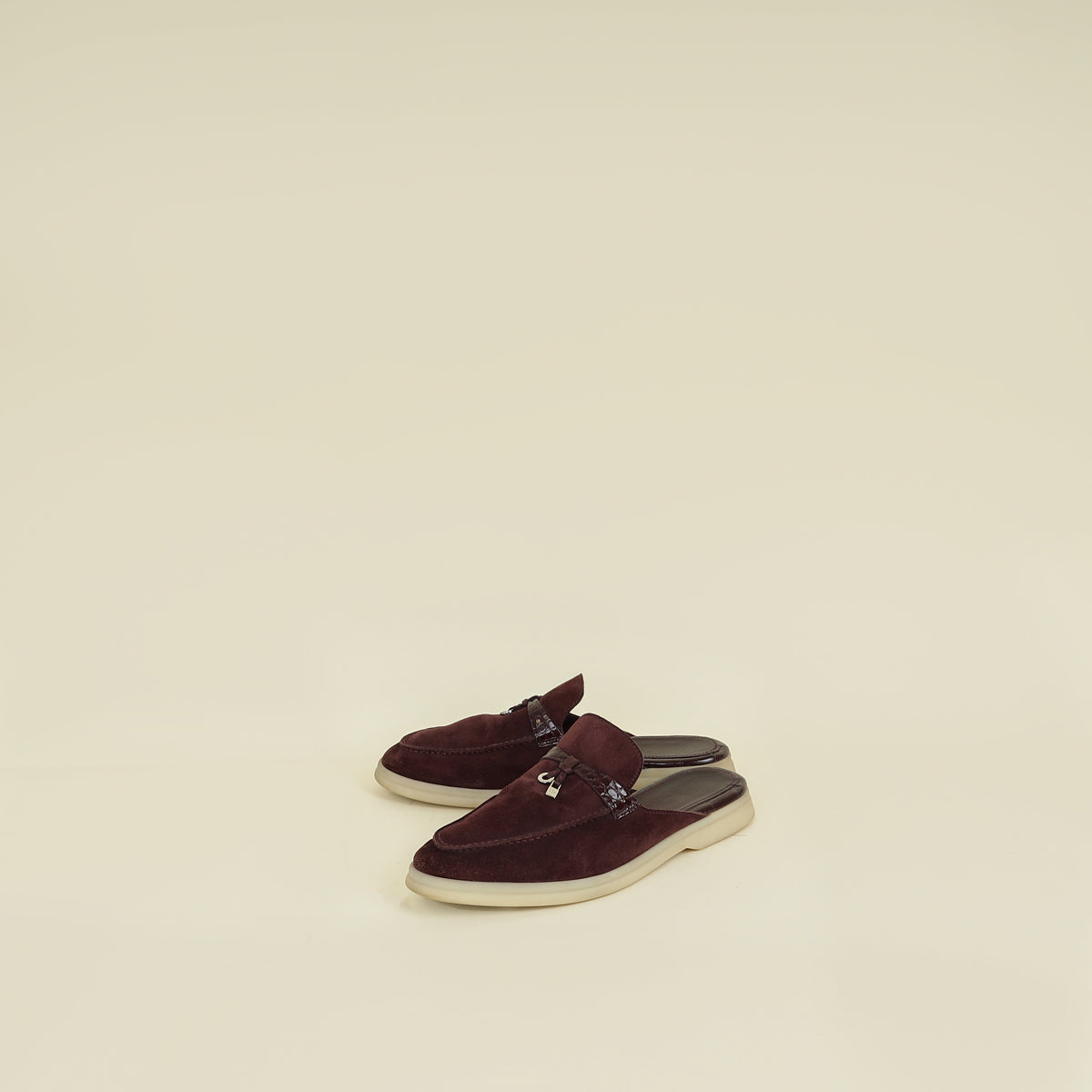 Loro Piana Summer Charms Babouche Walk Loafers – Oxblood Suede & Alligator Edition