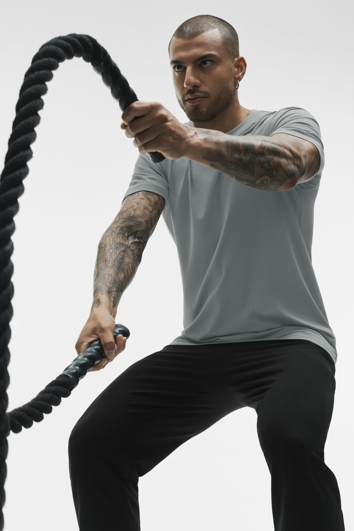 Alo Yoga Conquer Reform Crewneck Short Sleeve in Monument, product image 5 of 5