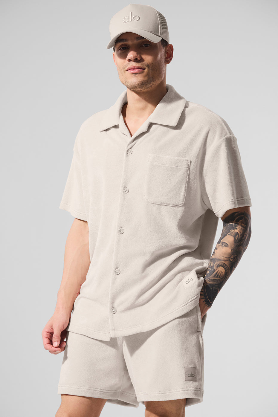 Coastal Terry Button Up - Bone (M1235R)