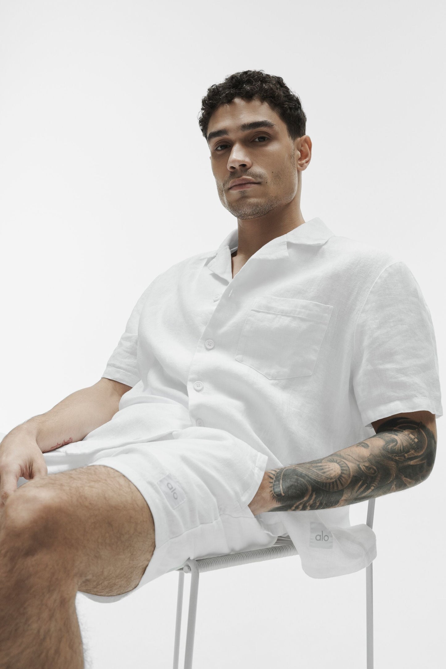 Linen Days Short Sleeve Button Up - White (M1270R)