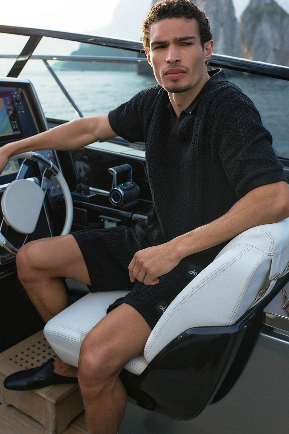 Coastline Knit Short Sleeve Polo - Black (M1275R)