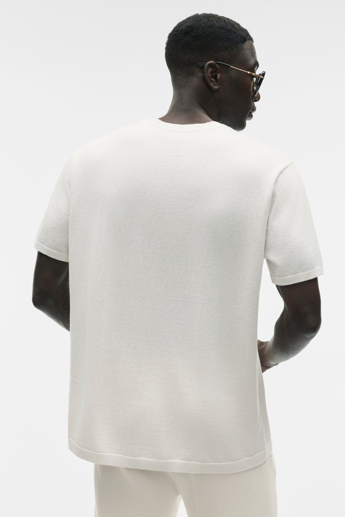 Alo Yoga Cashmere Blend Ever Soft Short Sleeve Crew in Ivory, product image 3 of 5