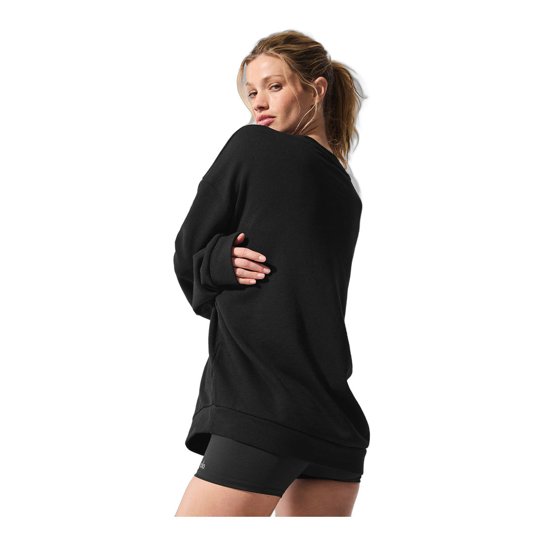 alo Chill Crew Neck Pullover - Black by Alo Yoga