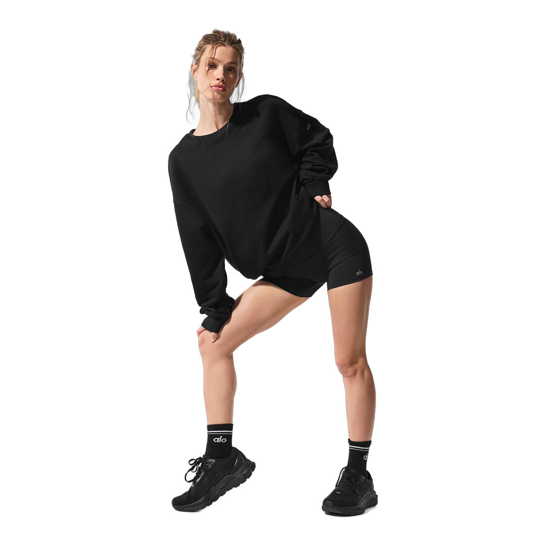 alo Chill Crew Neck Pullover - Black by Alo Yoga